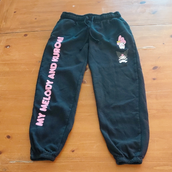 Bioworld Pants - Bioworld Black Sanrio Melody Kuromi XS Jogger Sweatpants